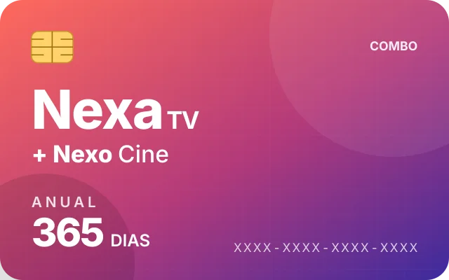 Cartão de recarga Nexa TV + Nexo Cine Anual — 365 dias